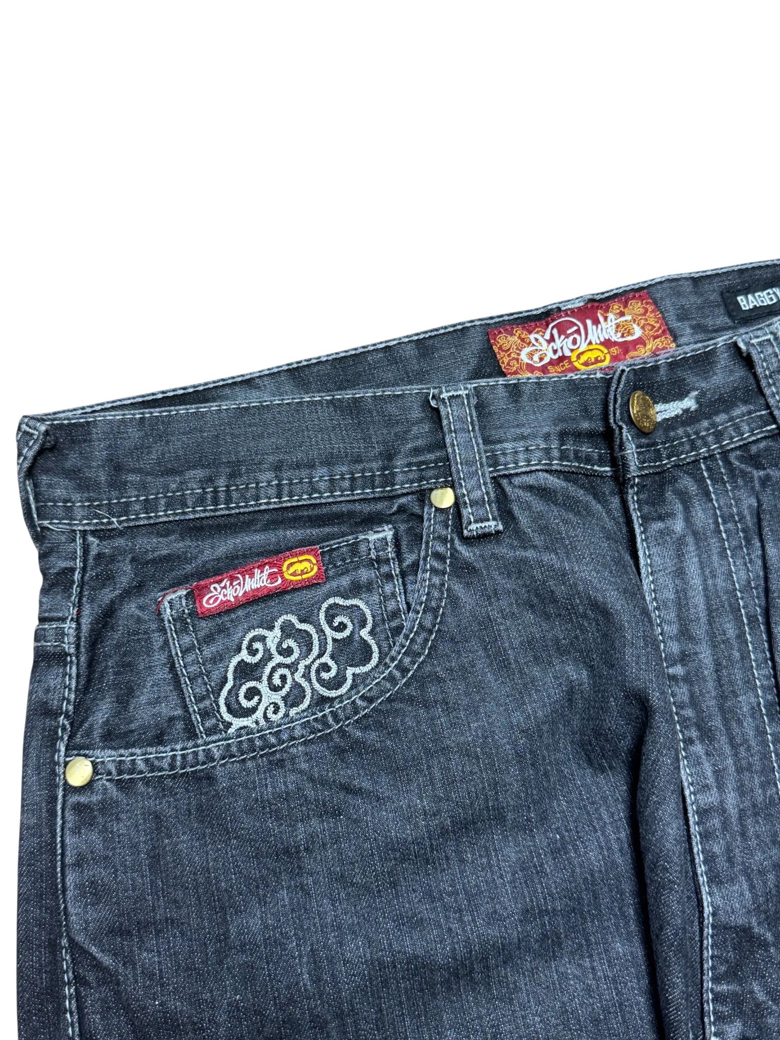 [V0963de] Vintage y2k Ecko schwarze baggy jeans (Japan)