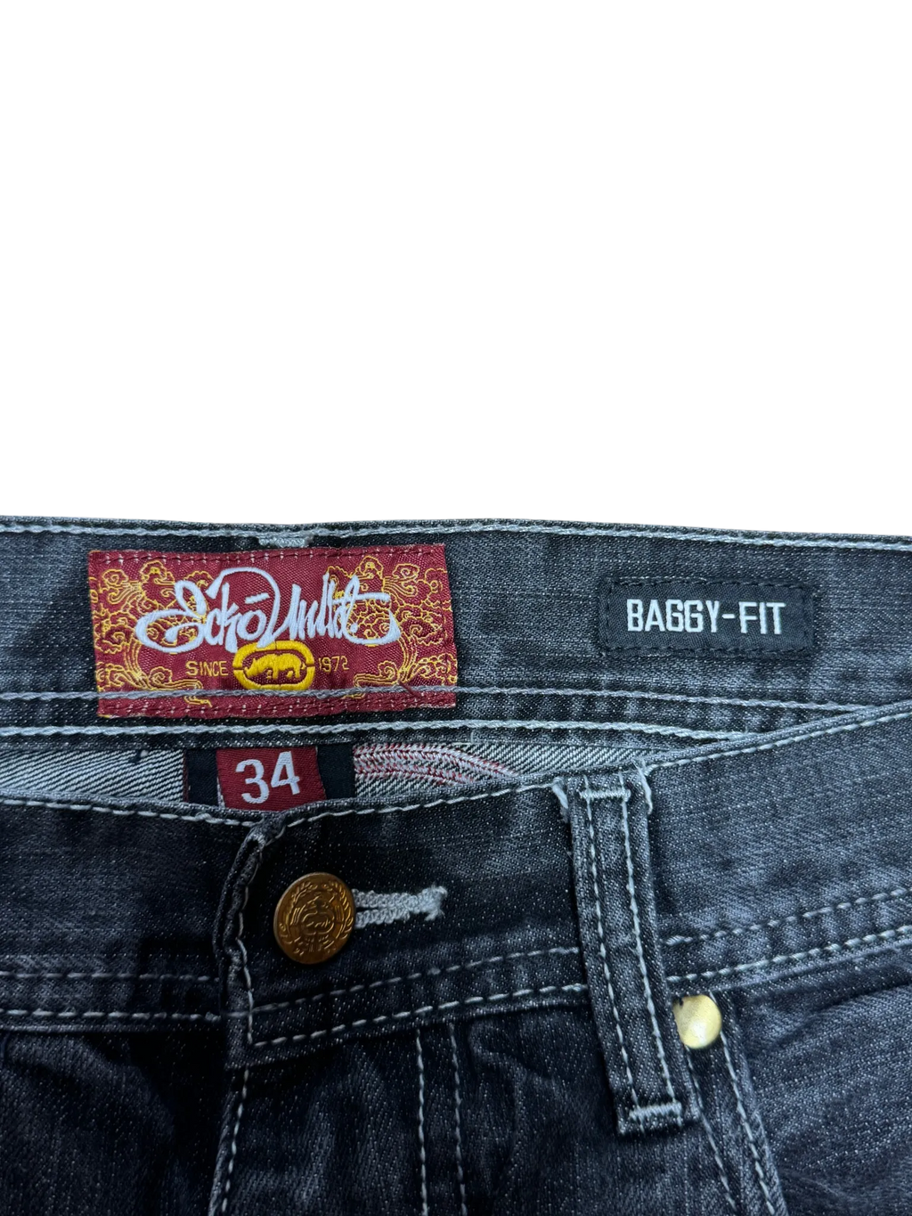 [V0963de] Vintage y2k Ecko schwarze baggy jeans (Japan)