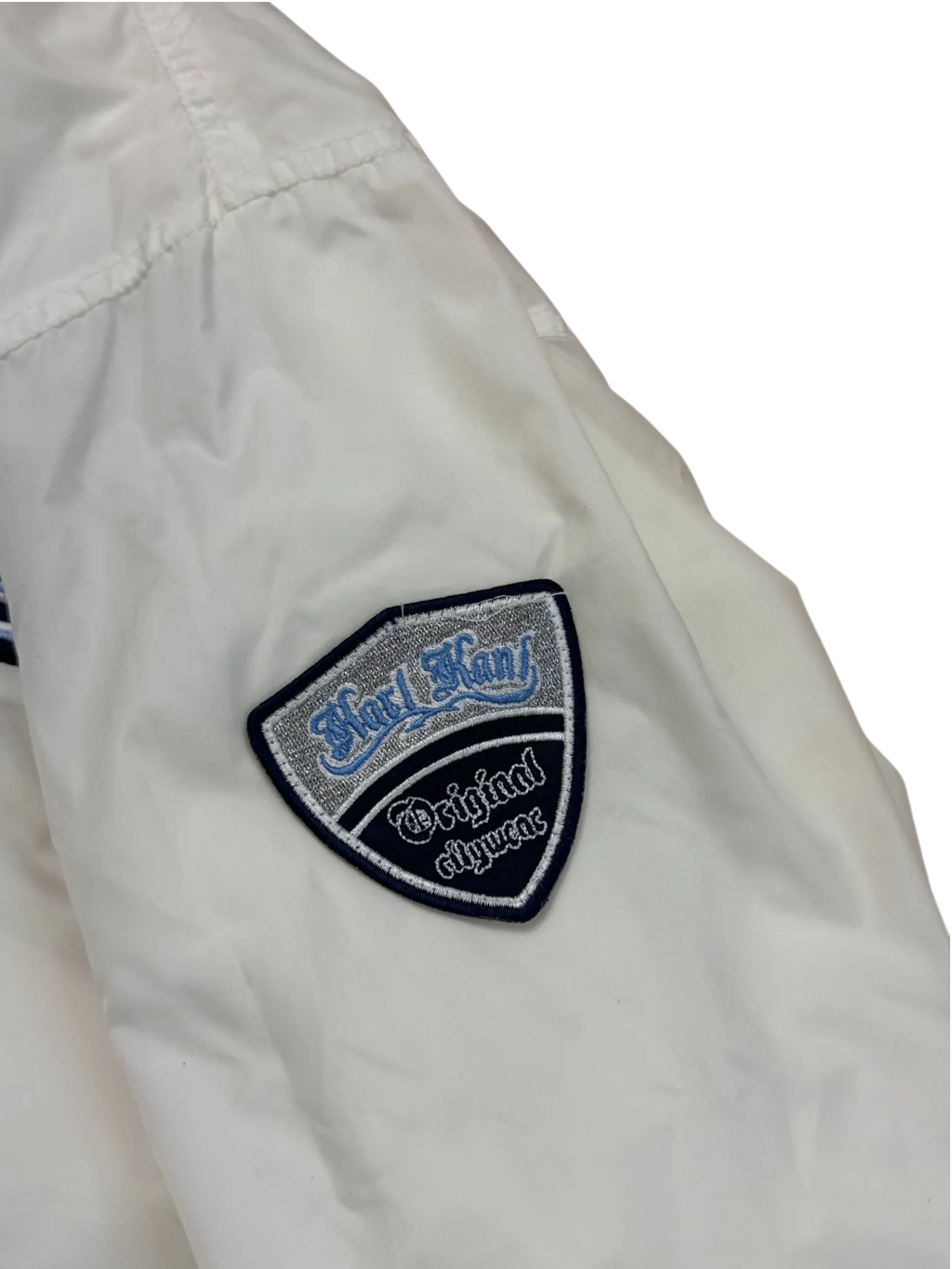 [V0836de] Vintage y2k Karl Kani weiße Trainingsjacke (Street Lyrics – Original Citywear)