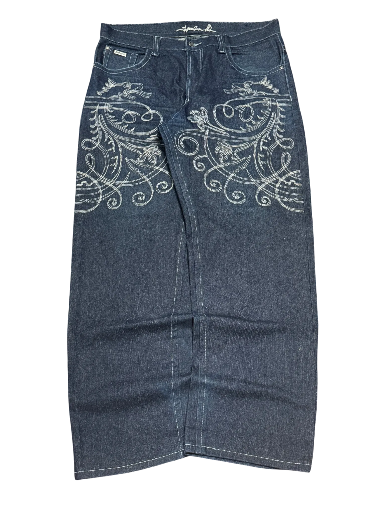 [V0968de] Vintage y2k Makaveli marineblaue baggy jeans