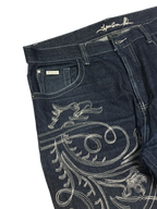 [V0968de] Vintage y2k Makaveli marineblaue baggy jeans