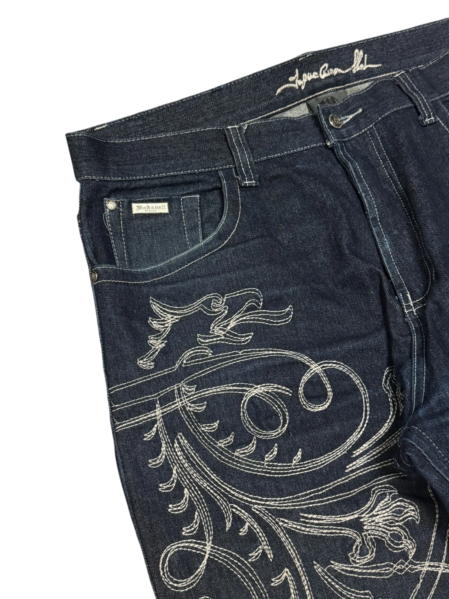 [V0968de] Vintage y2k Makaveli marineblaue baggy jeans