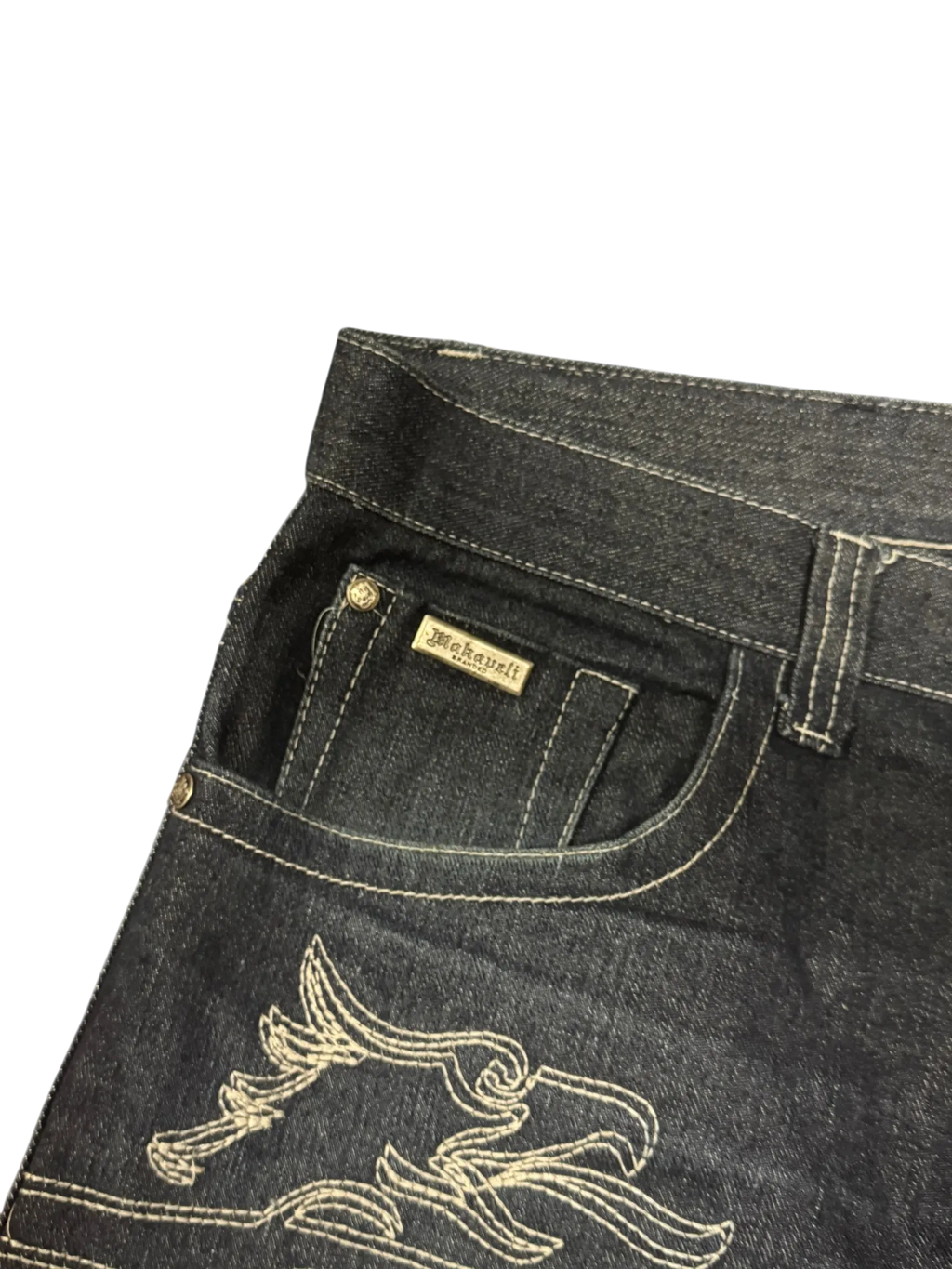 [V0968de] Vintage y2k Makaveli marineblaue baggy jeans