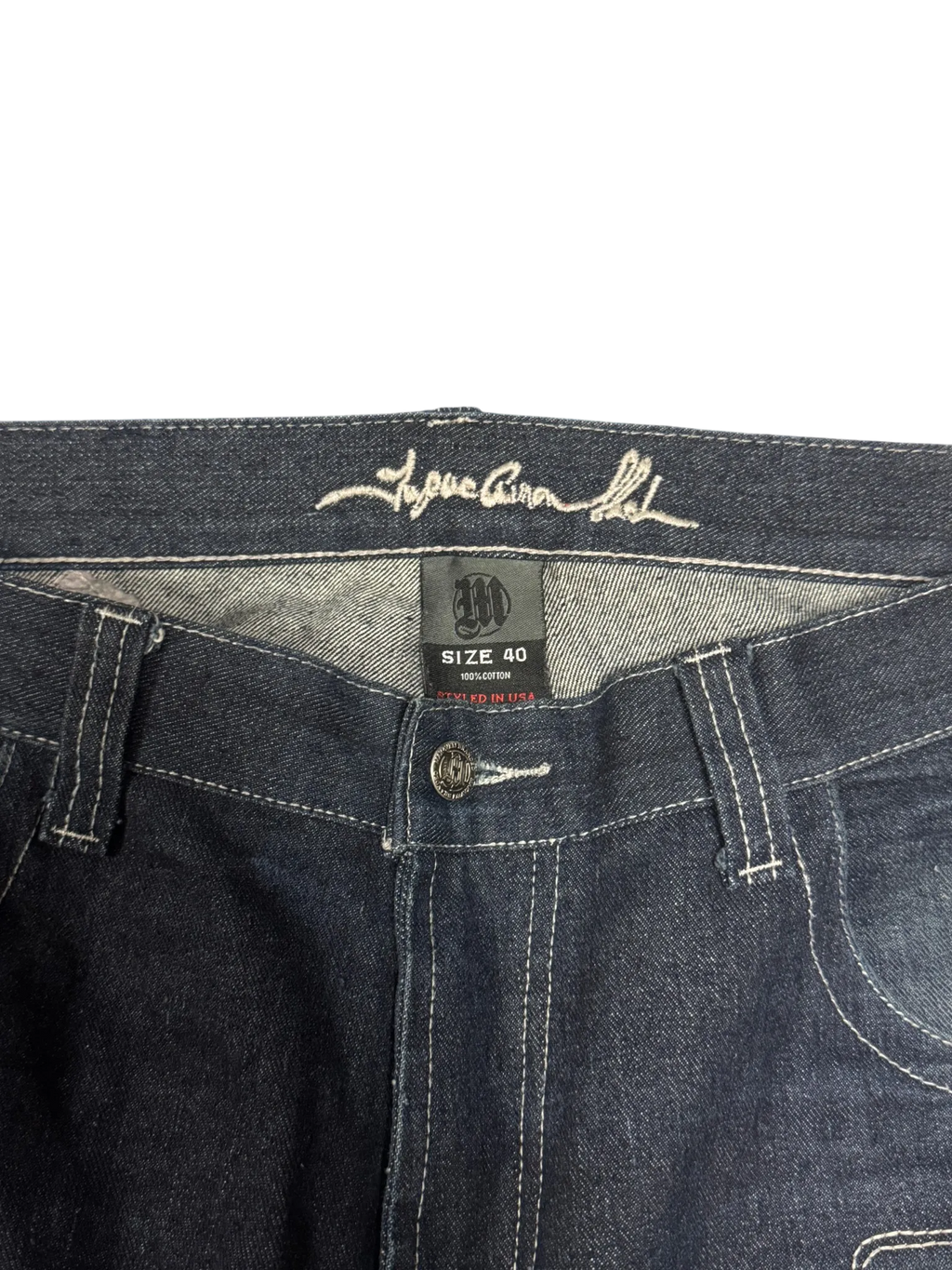 [V0968de] Vintage y2k Makaveli marineblaue baggy jeans