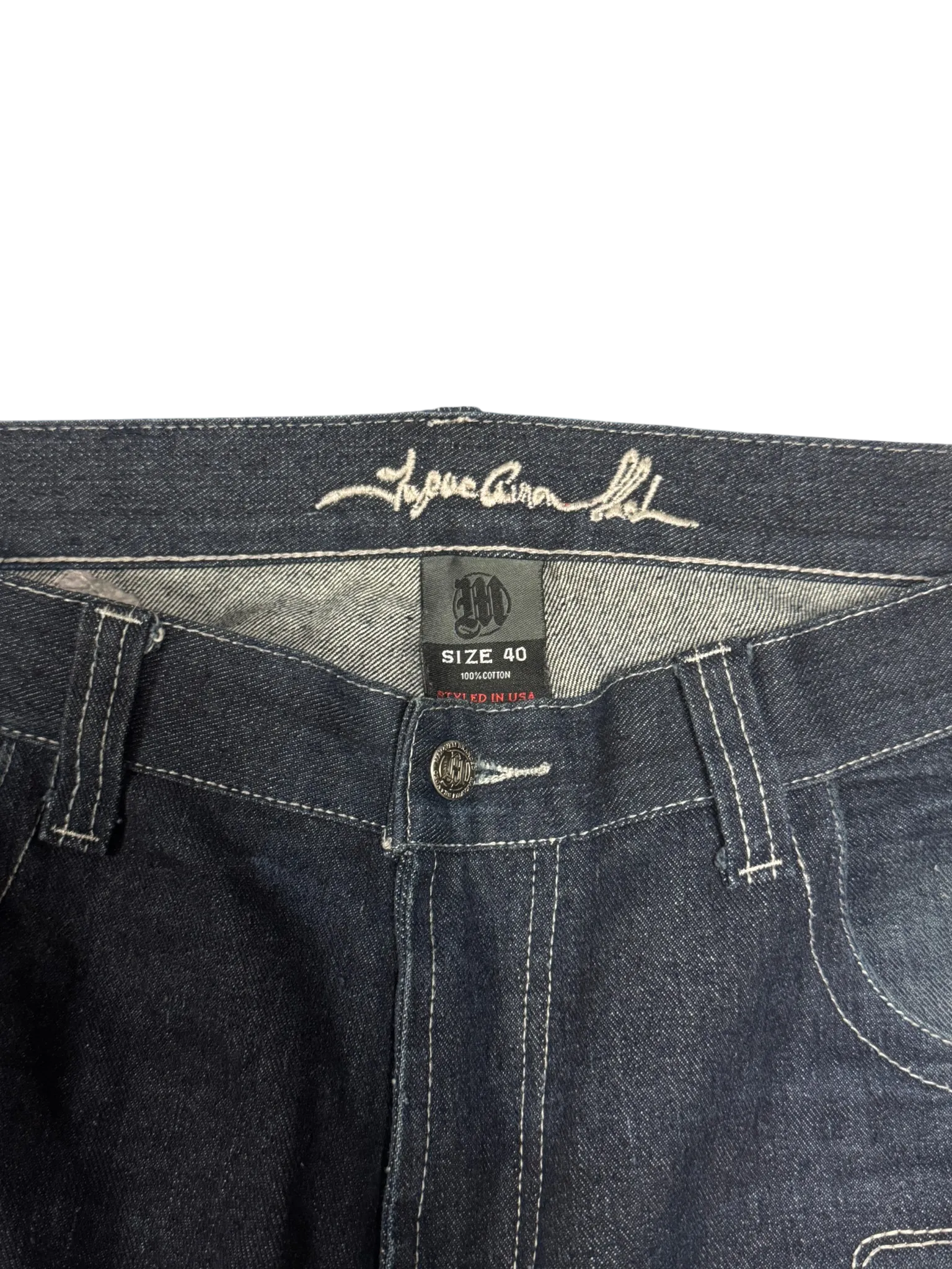 [V0968de] Vintage y2k Makaveli marineblaue baggy jeans