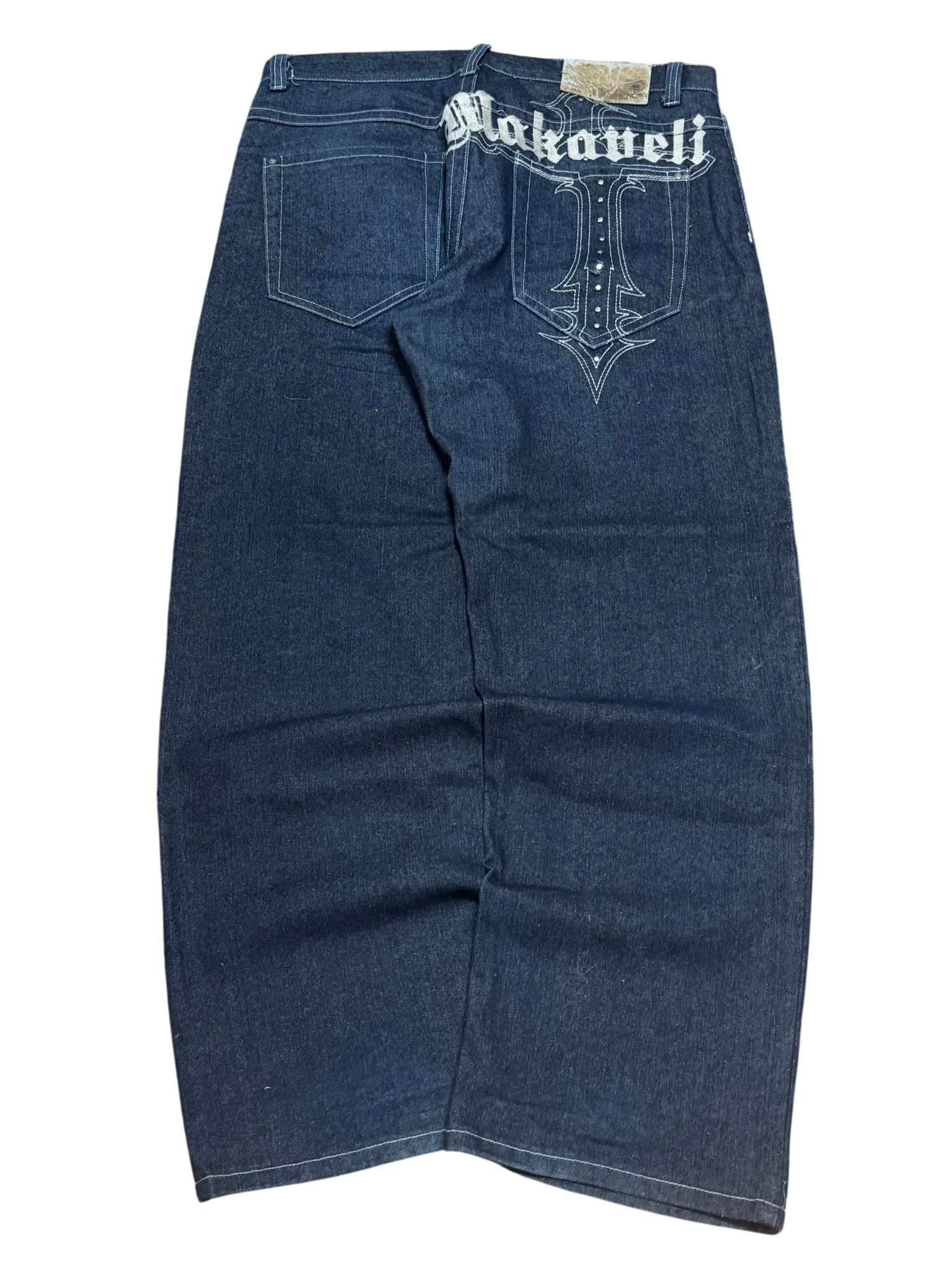 [V0968de] Vintage y2k Makaveli marineblaue baggy jeans