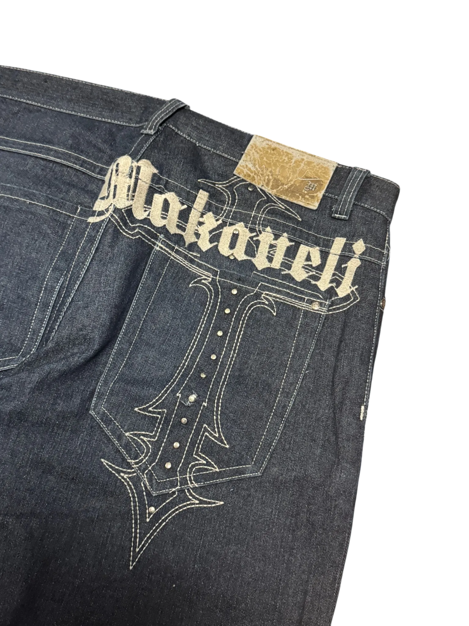 [V0968de] Vintage y2k Makaveli marineblaue baggy jeans