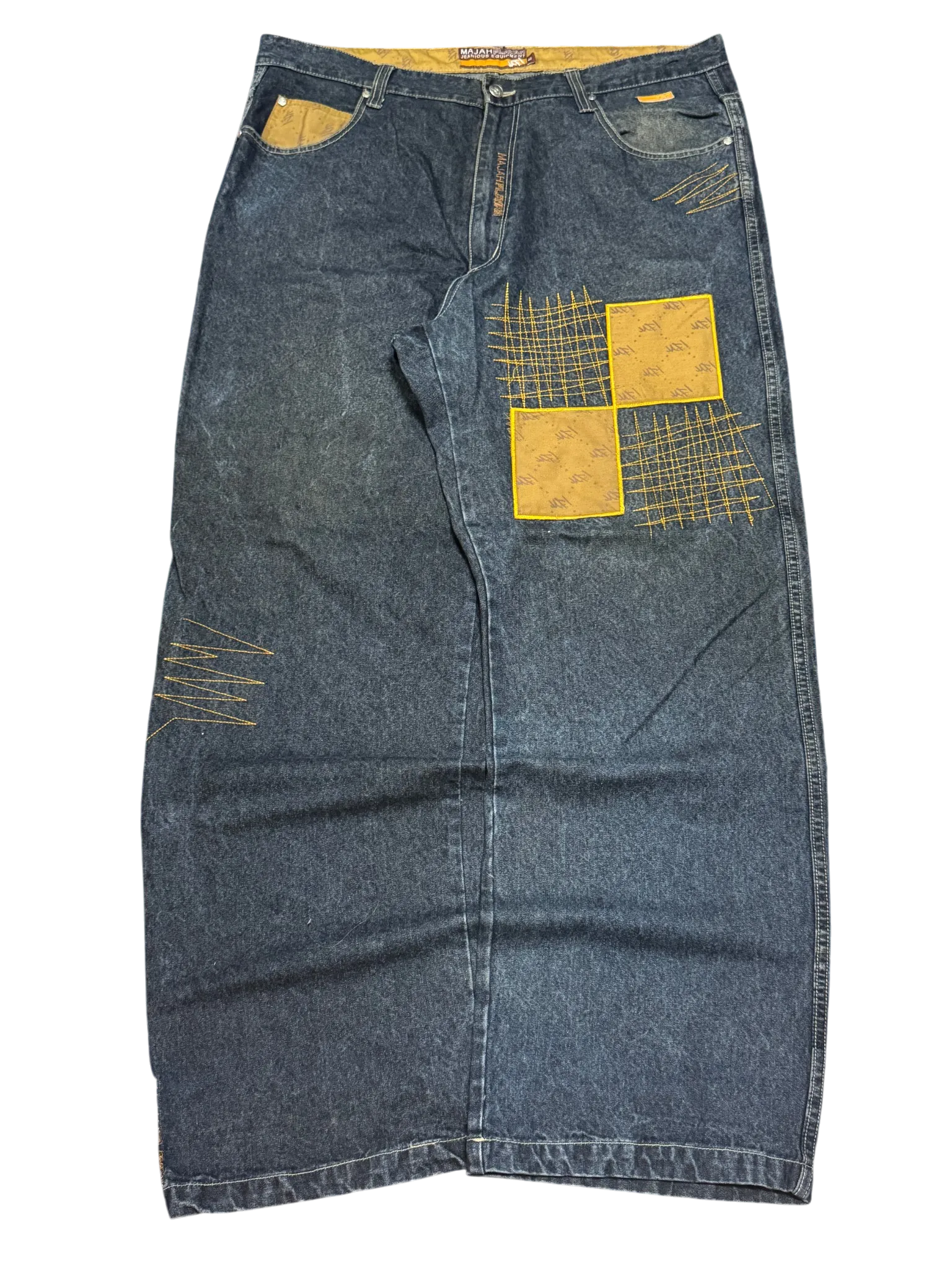 [V0856de] Vintage y2k Majah Flavah blaue baggy jeans