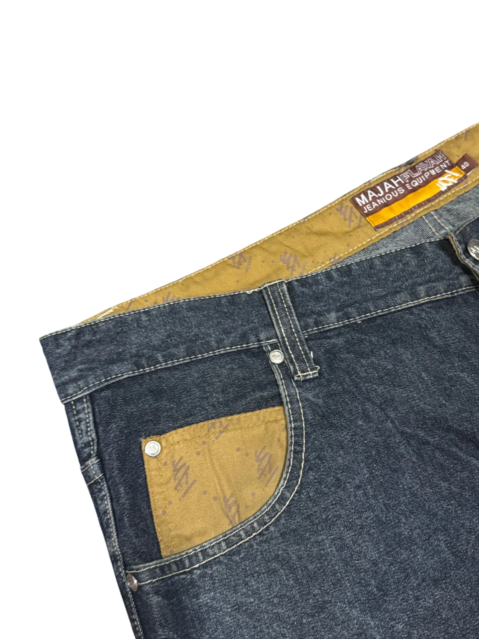 [V0856de] Vintage y2k Majah Flavah blaue baggy jeans