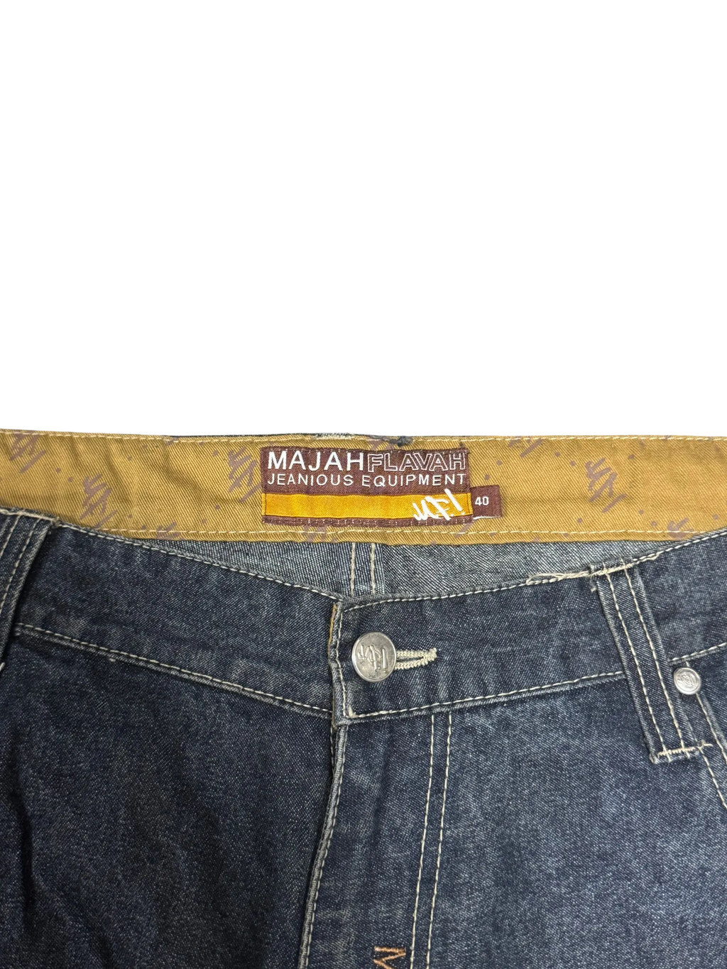 [V0856de] Vintage y2k Majah Flavah blaue baggy jeans