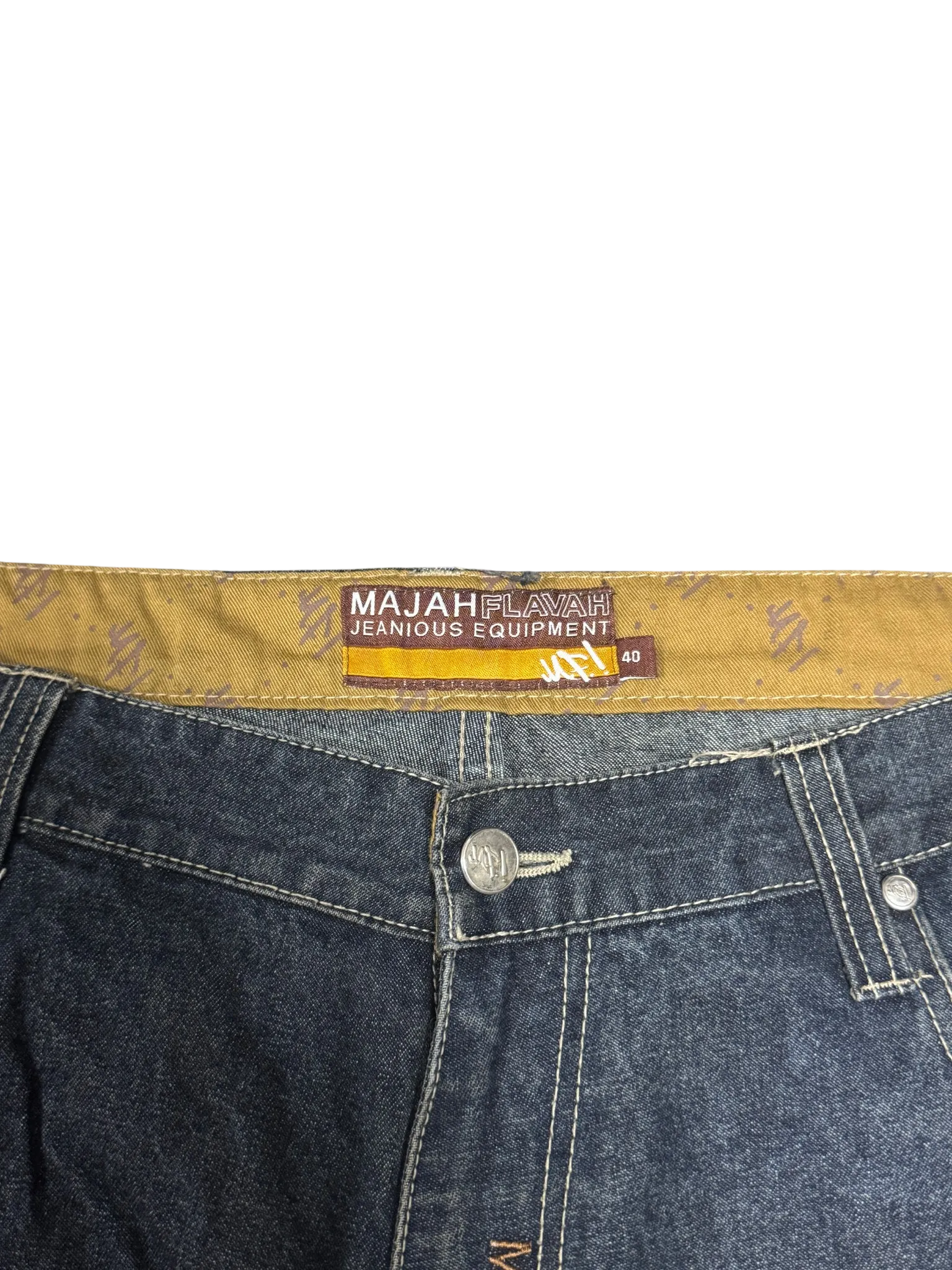 [V0856de] Vintage y2k Majah Flavah blaue baggy jeans