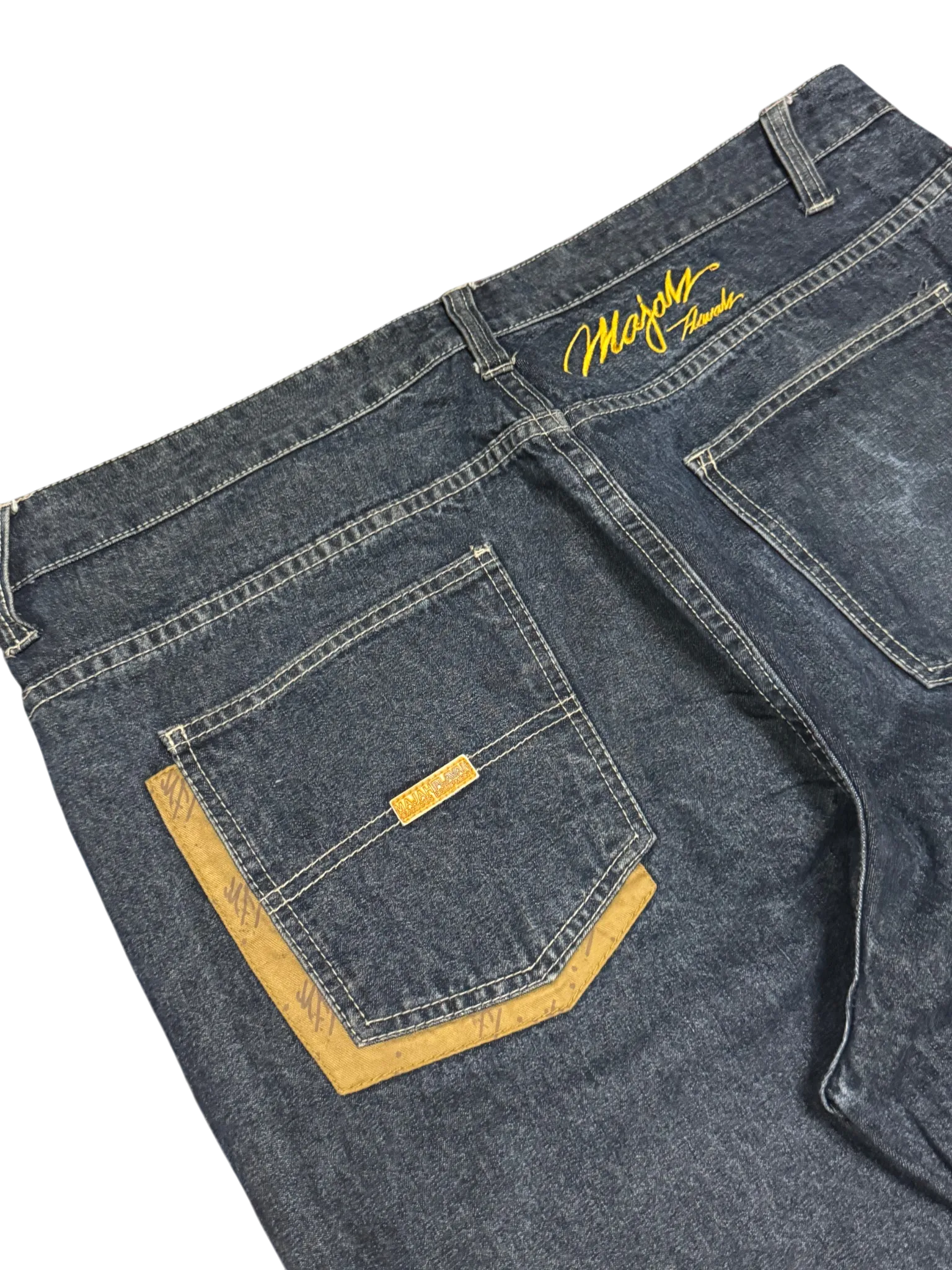 [V0856de] Vintage y2k Majah Flavah blaue baggy jeans