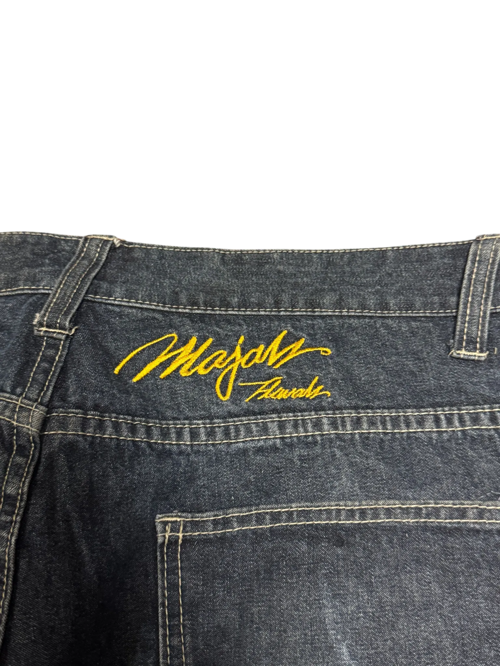 [V0856de] Vintage y2k Majah Flavah blaue baggy jeans