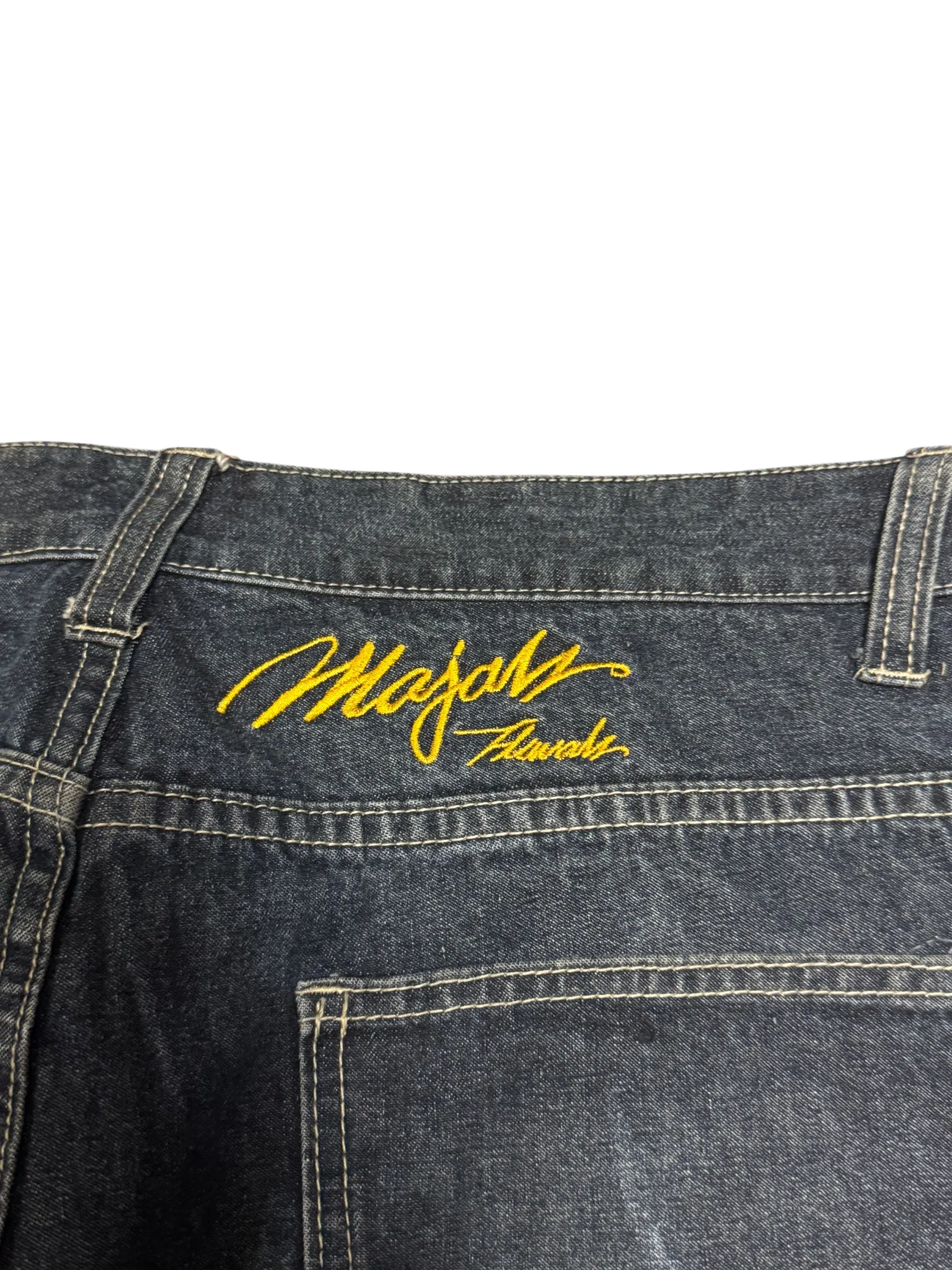 [V0856de] Vintage y2k Majah Flavah blaue baggy jeans