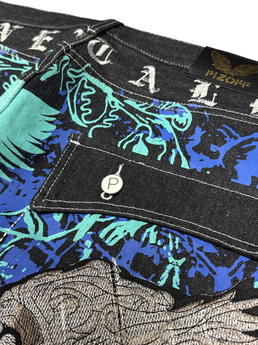[V0823] Vintage y2k Pizoff schwarze baggy jeans (Money Talks)