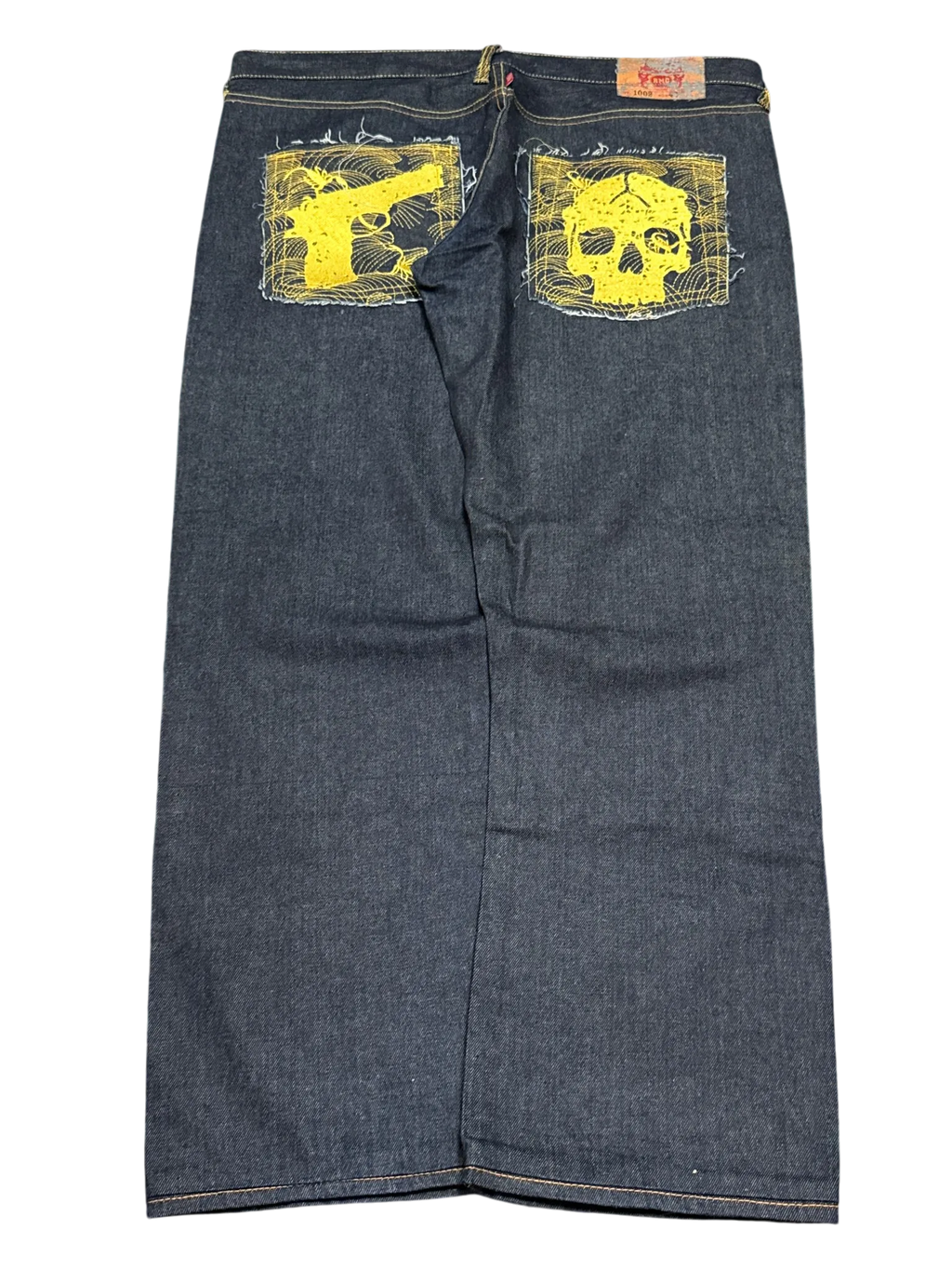 [V0864de] Vintage y2k Red Monkey Company marineblaue baggy jeans