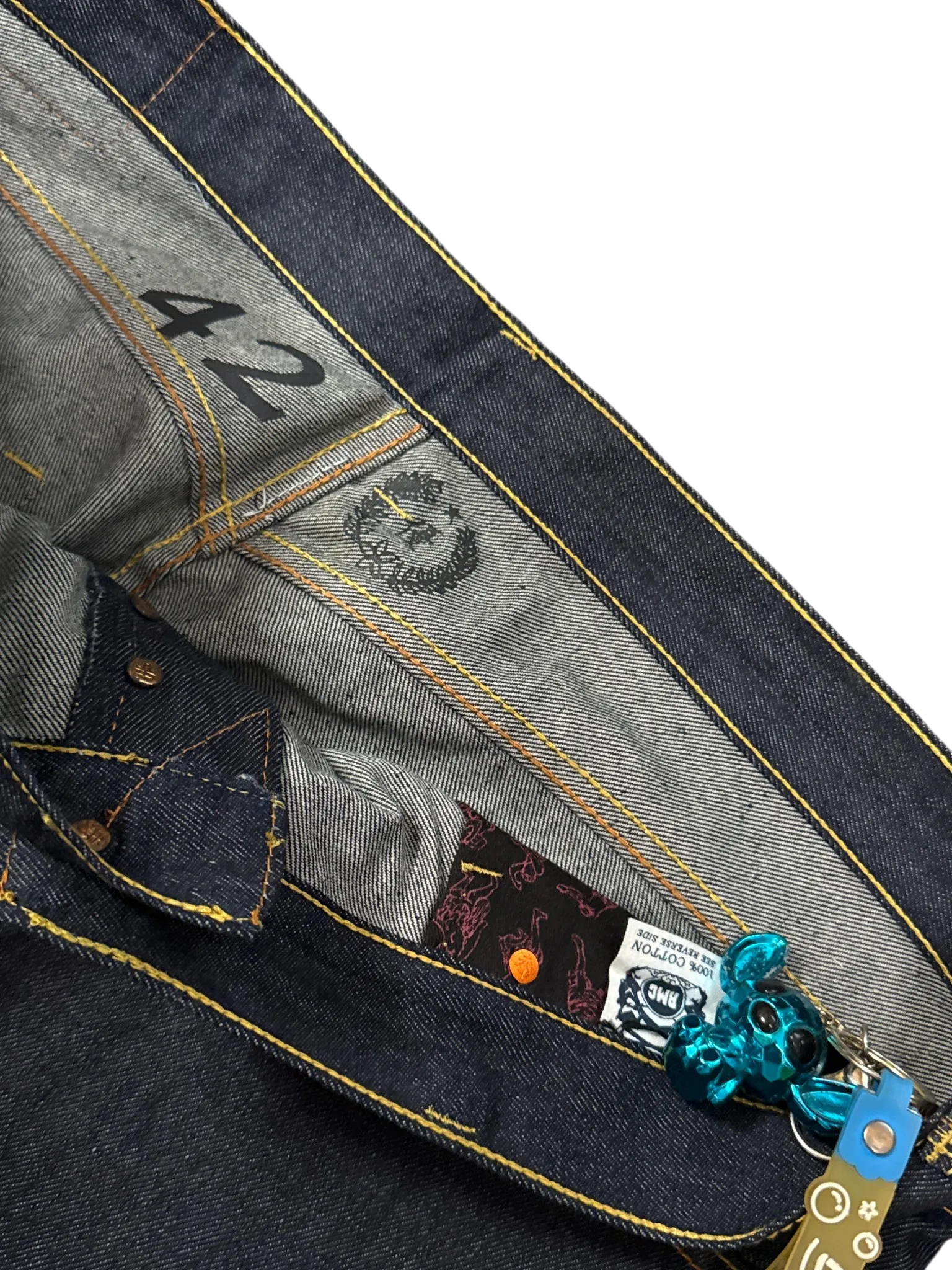 [V0864de] Vintage y2k Red Monkey Company marineblaue baggy jeans