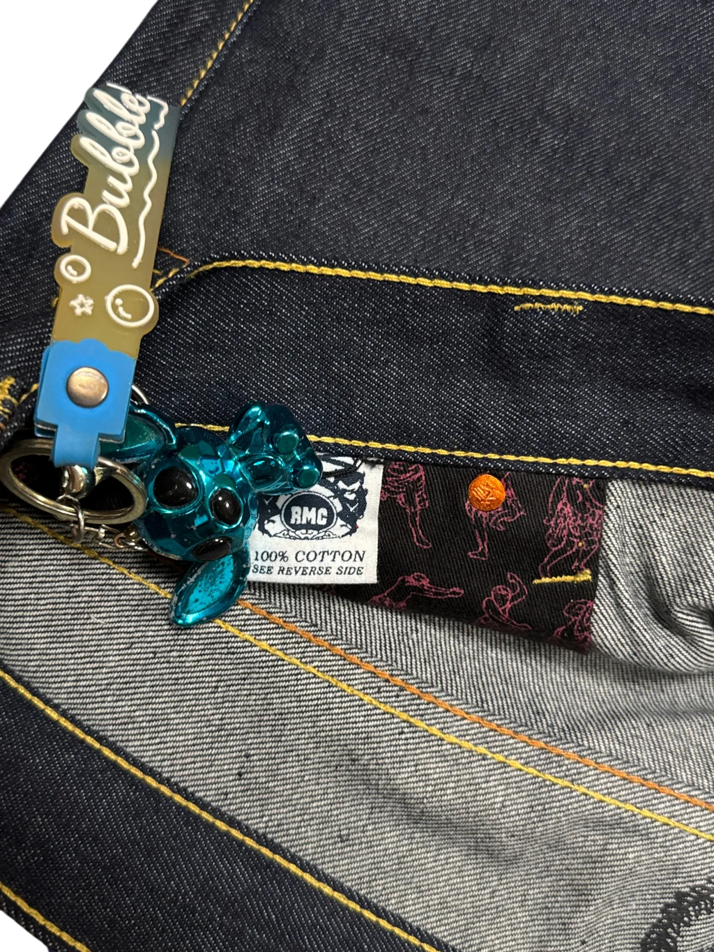 [V0864de] Vintage y2k Red Monkey Company marineblaue baggy jeans