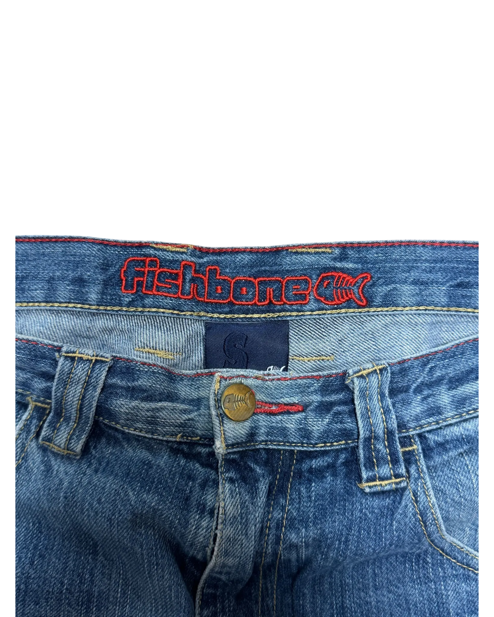 [V0533] Vintage y2k Fishbone blaue baggy jeans