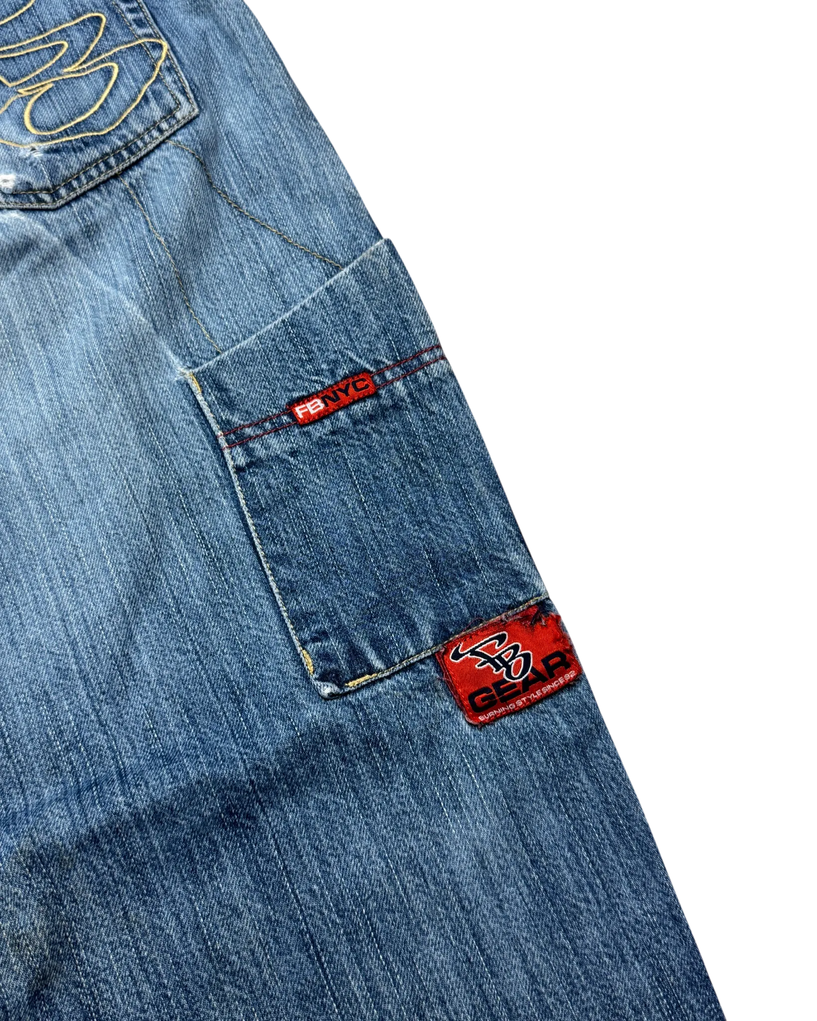 [V0533] Vintage y2k Fishbone blaue baggy jeans