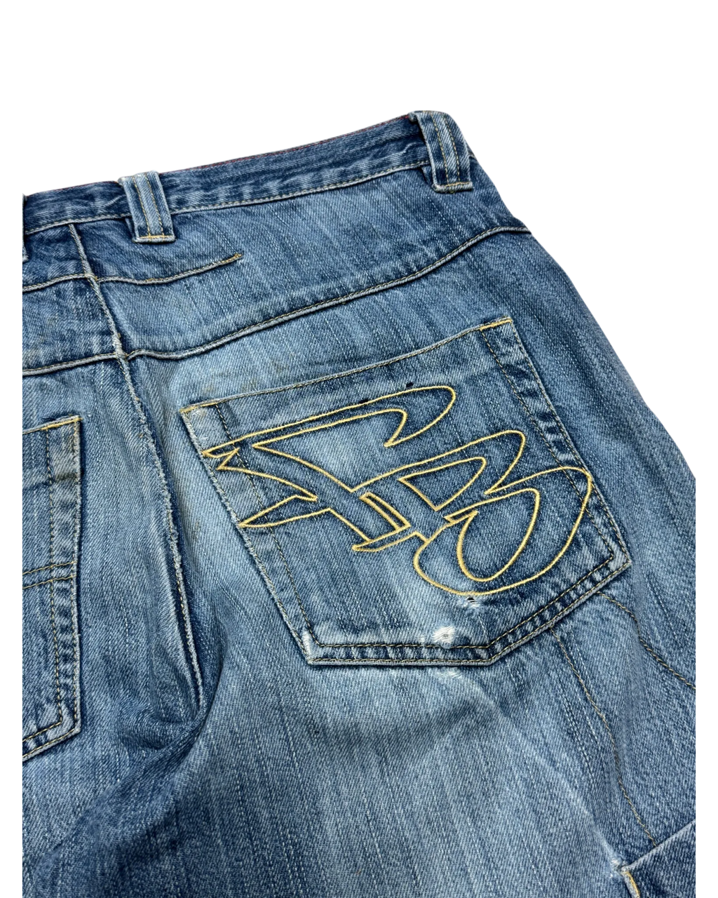 [V0533] Vintage y2k Fishbone blaue baggy jeans