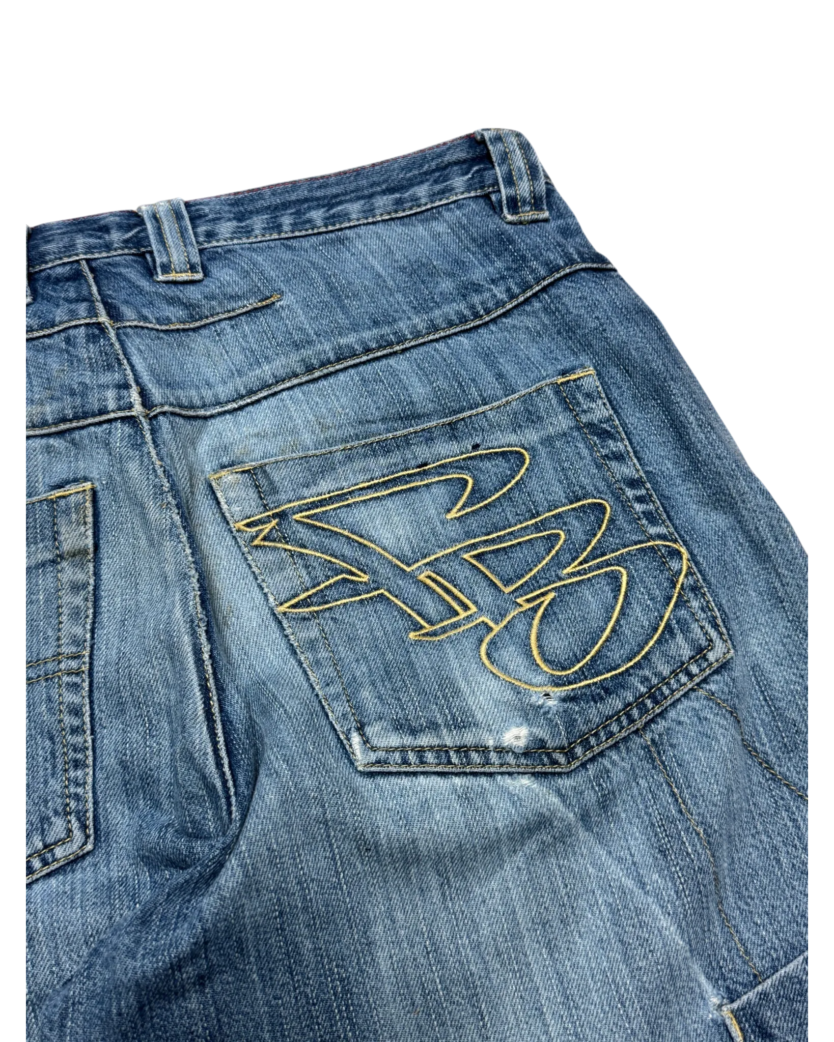 [V0533] Vintage y2k Fishbone blaue baggy jeans