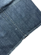 Phat Farm baggy jeans, mid blue wash – gold P logos quilted in a diamond pattern across both back pockets – further detail shot (1 of 6) – vintage Y2K, size W38 / XXL, ships from Germany / Versand aus Deutschland