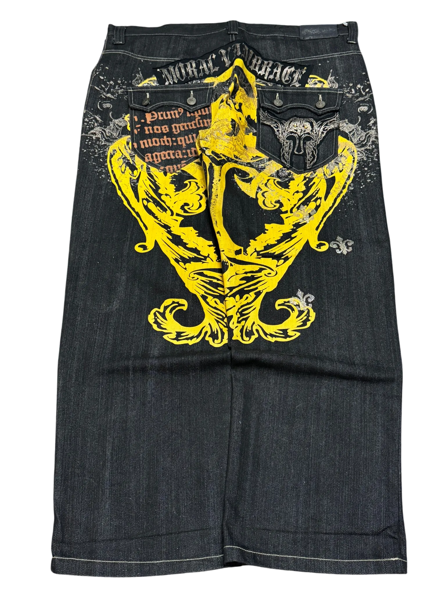 [V0858de] Vintage y2k Raw Blue schwarze baggy jeans (Moral Vambrace)
