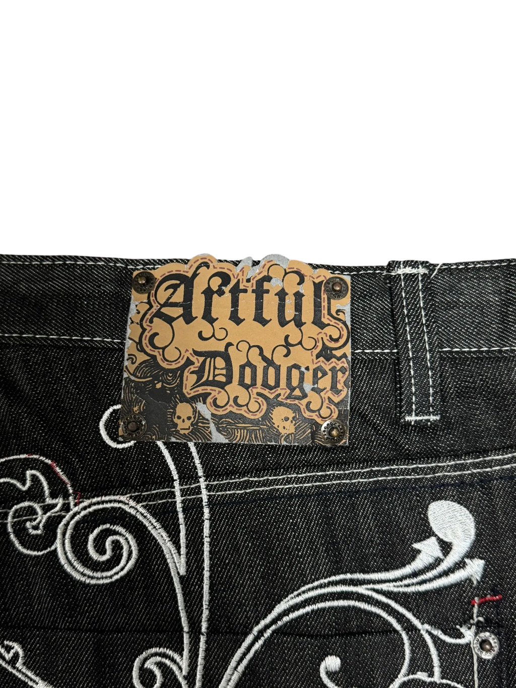 [V0863de] Vintage y2k Attitude Gold schwarze baggy jeans