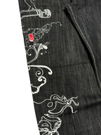 [V0863de] Vintage y2k Attitude Gold schwarze baggy jeans