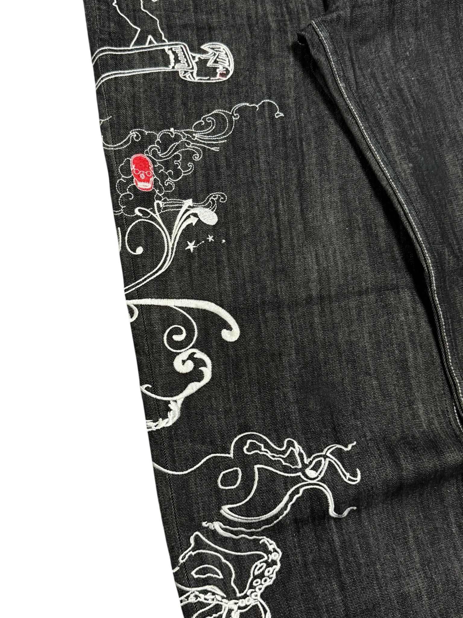 [V0863de] Vintage y2k Attitude Gold schwarze baggy jeans