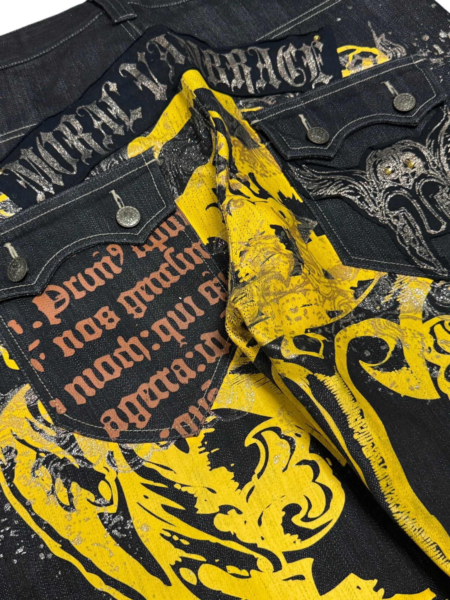 [V0858de] Vintage y2k Raw Blue schwarze baggy jeans (Moral Vambrace)