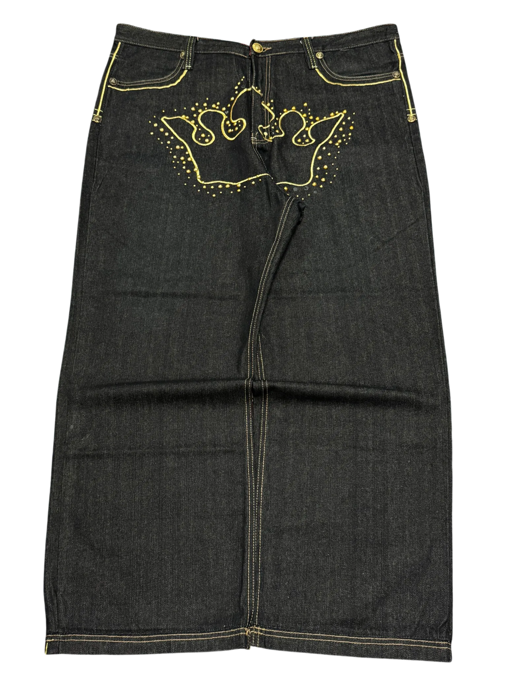 [V0861de] Vintage y2k Crownholder schwarze baggy jeans