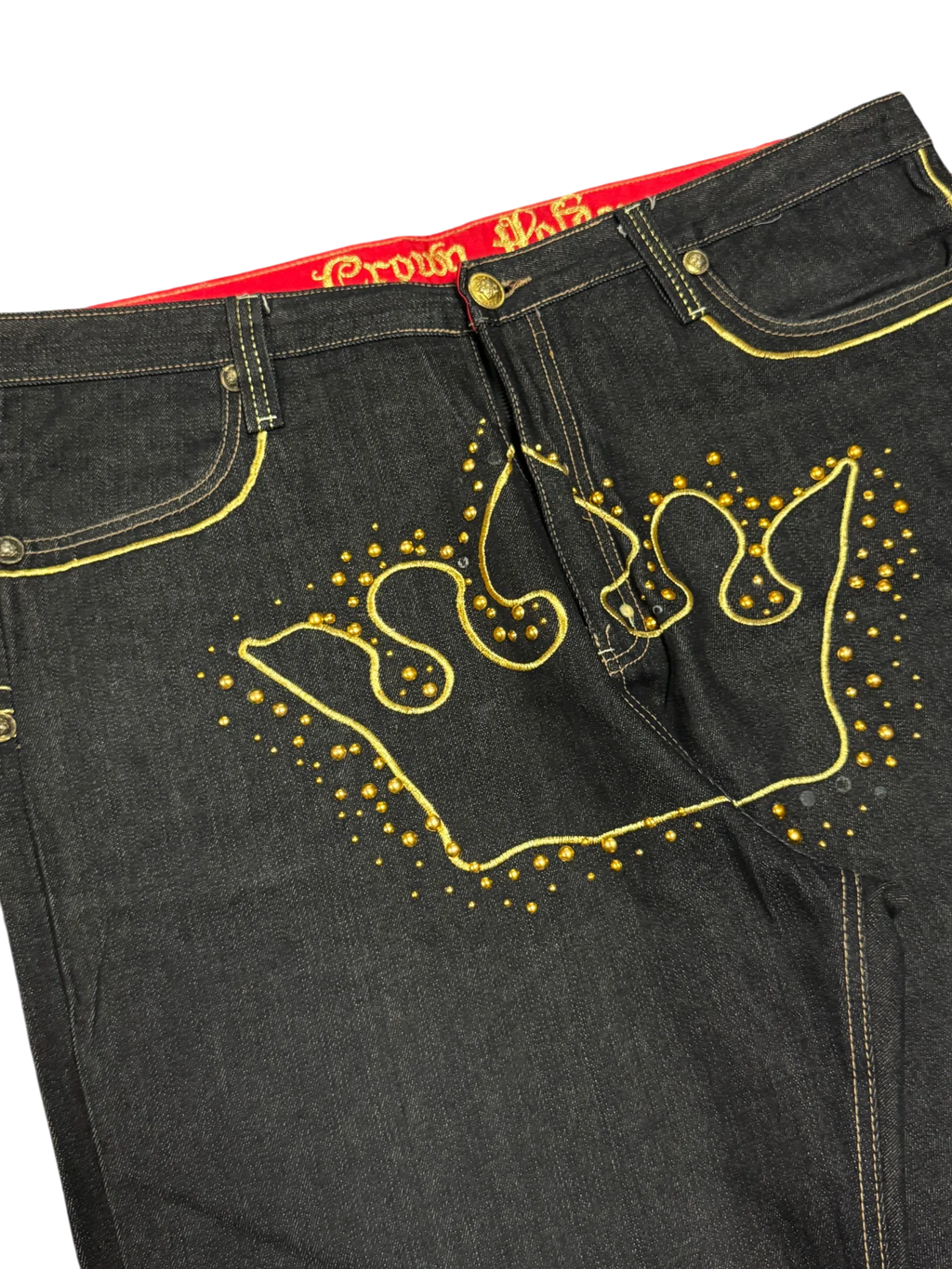 [V0861de] Vintage y2k Crownholder schwarze baggy jeans