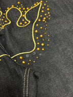[V0861de] Vintage y2k Crownholder schwarze baggy jeans