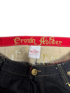 [V0861de] Vintage y2k Crownholder schwarze baggy jeans