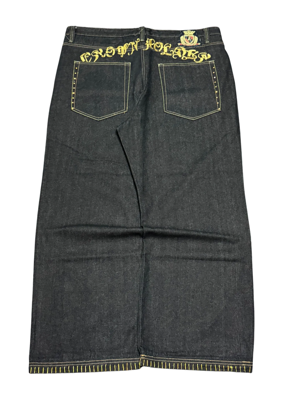 [V0861de] Vintage y2k Crownholder schwarze baggy jeans
