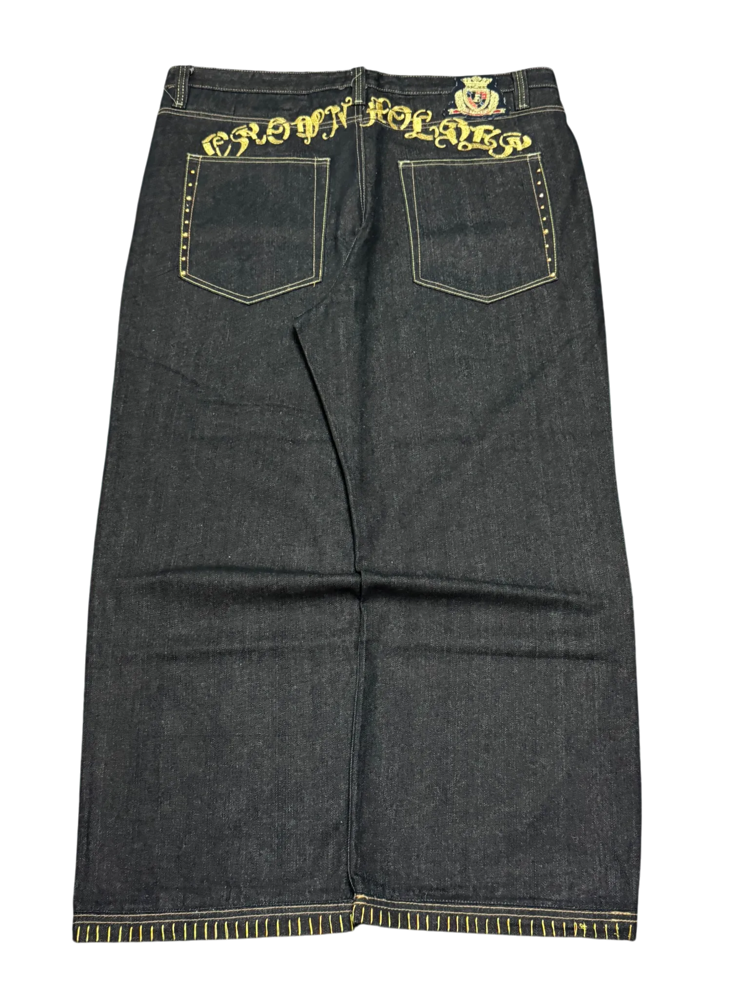 [V0861de] Vintage y2k Crownholder schwarze baggy jeans