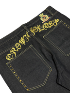 [V0861de] Vintage y2k Crownholder schwarze baggy jeans
