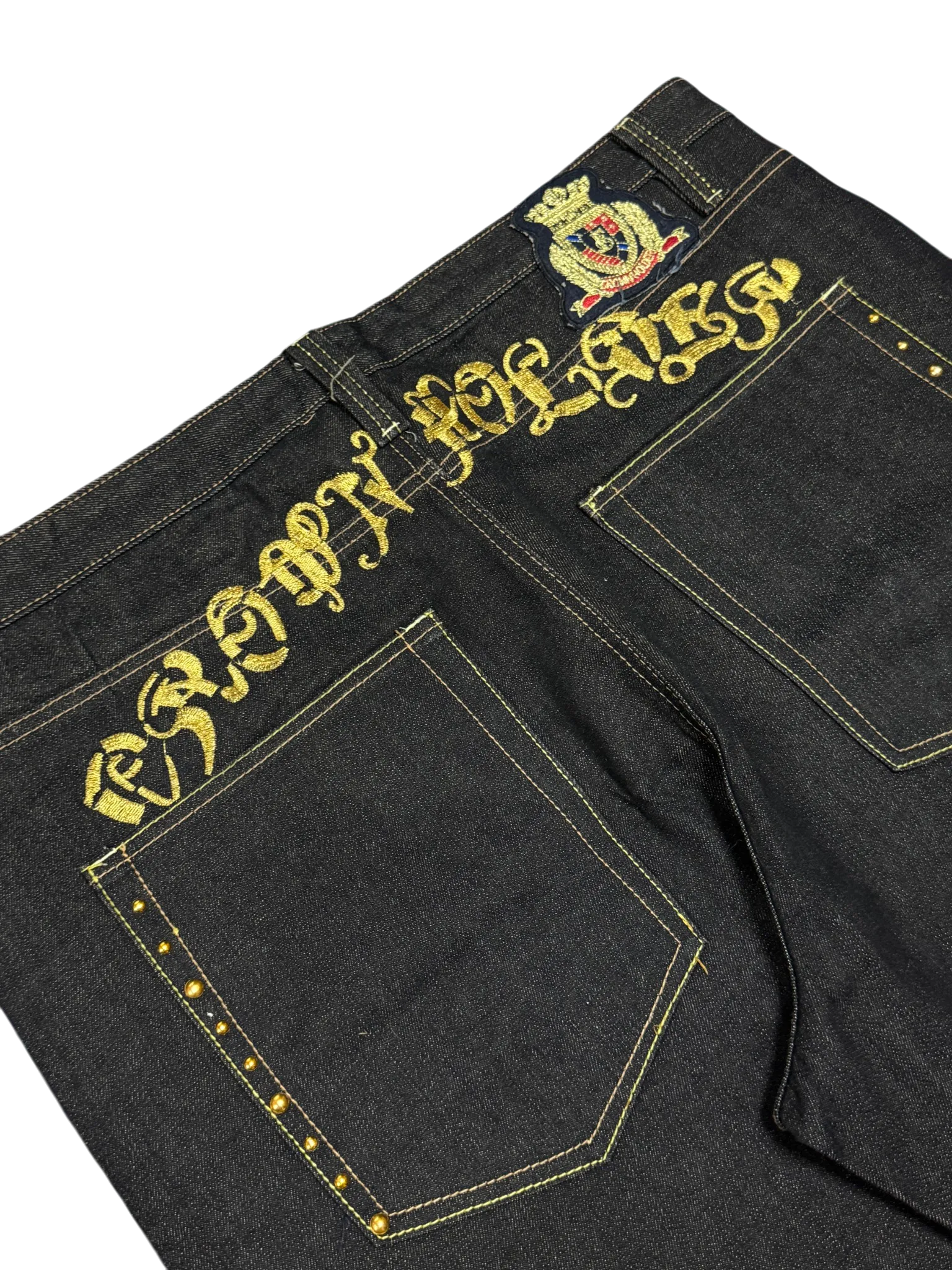 [V0861de] Vintage y2k Crownholder schwarze baggy jeans