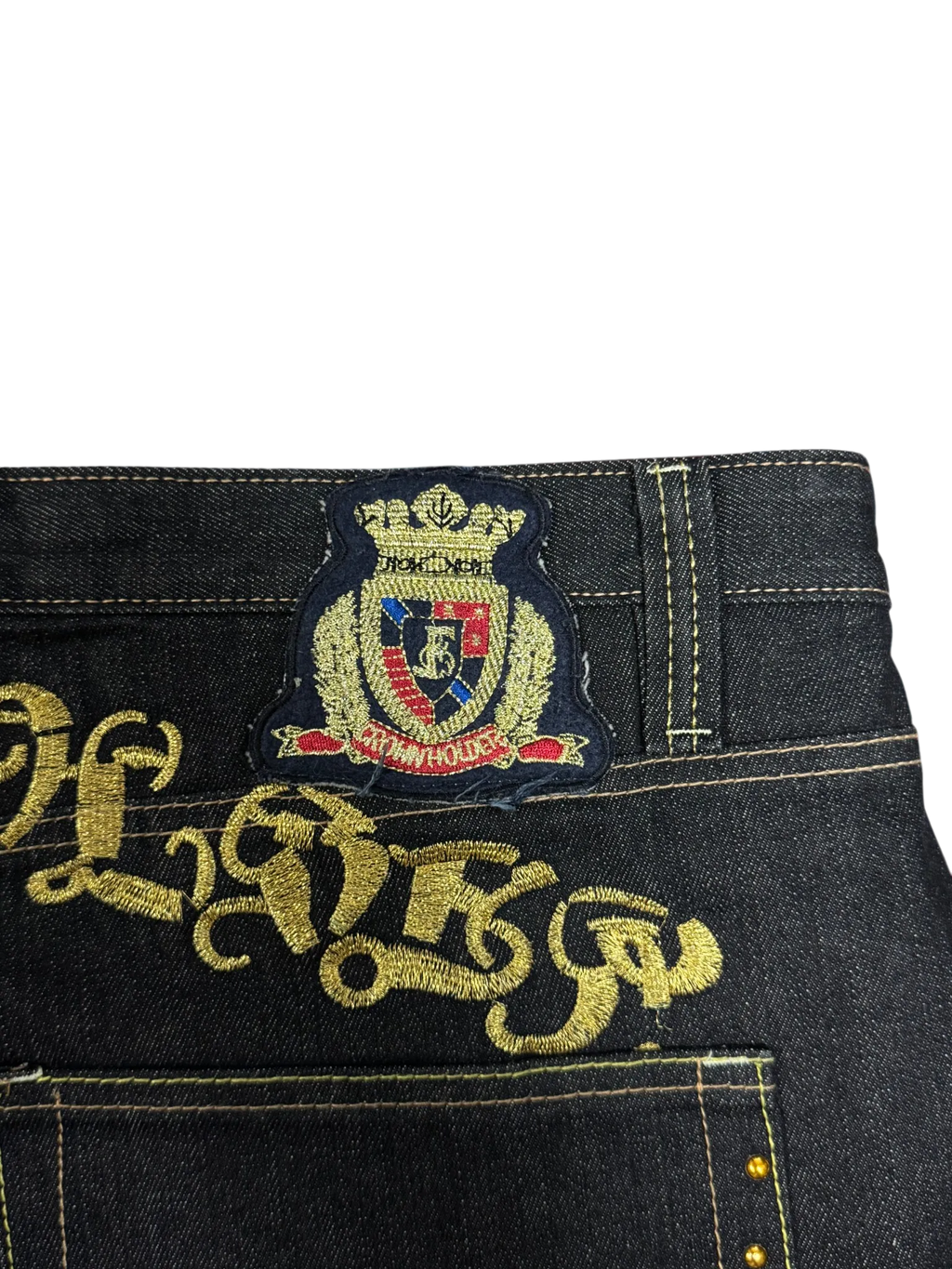 [V0861de] Vintage y2k Crownholder schwarze baggy jeans