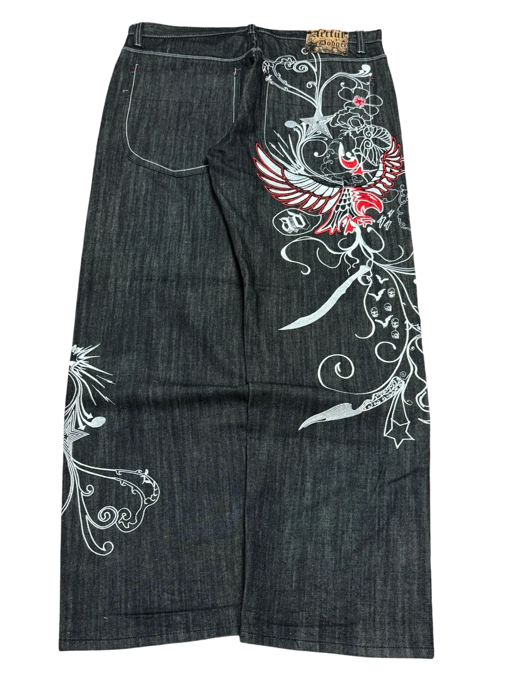 [V0863de] Vintage y2k Attitude Gold schwarze baggy jeans