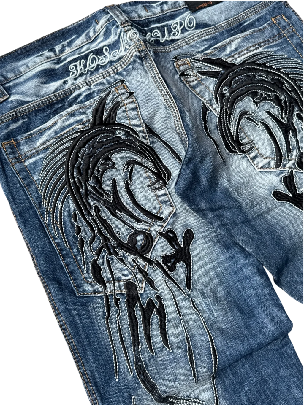 [V0960de] Vintage y2k Kosmo Lupo blaue straight jeans