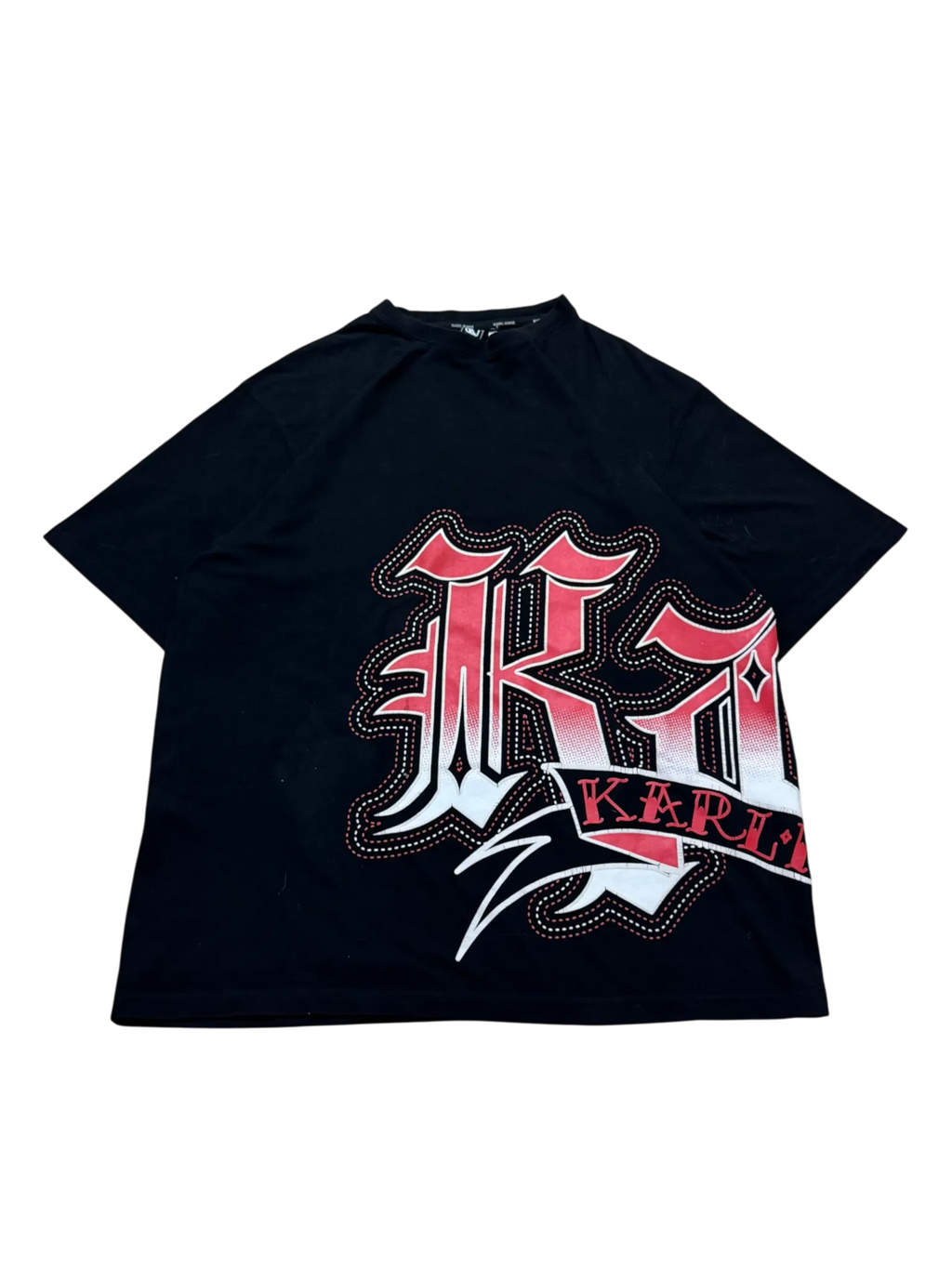 [V0885de] Vintage y2k Karl Kani nero rosso T-Shirt