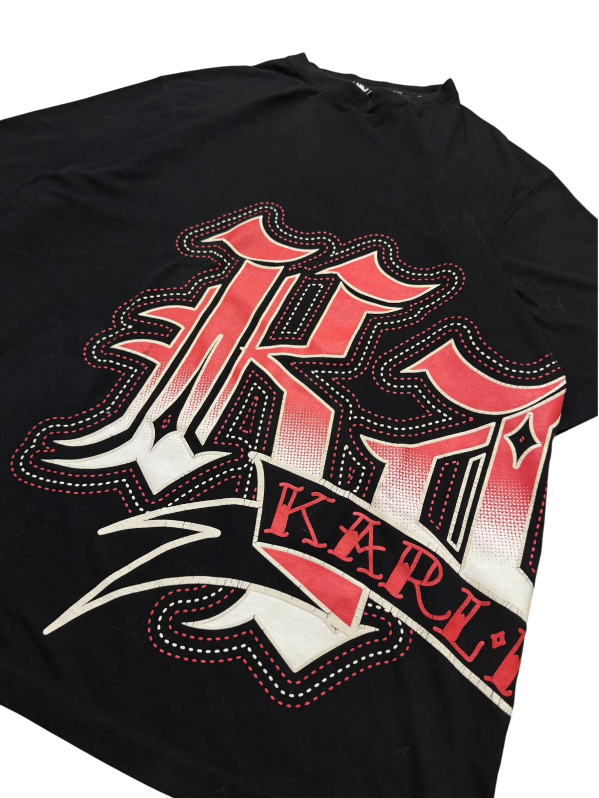[V0885de] Vintage y2k Karl Kani nero rosso T-Shirt