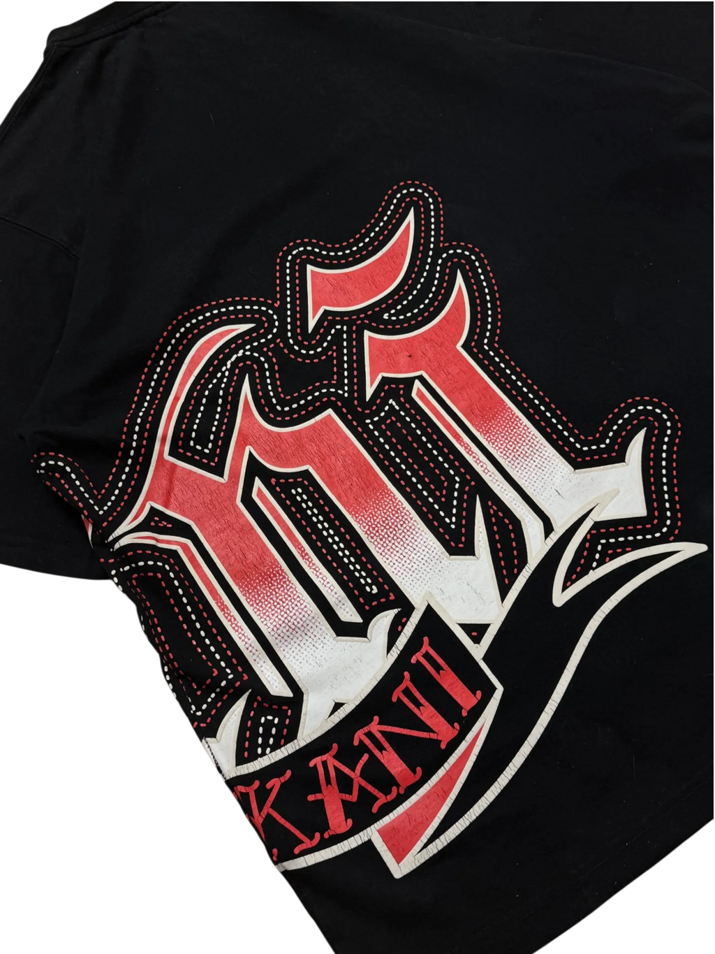 [V0885de] Vintage y2k Karl Kani nero rosso T-Shirt