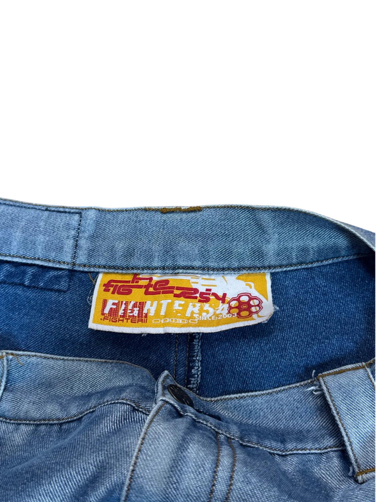 [V0986] Vintage y2k Fighter54 silberne shiny baggy jeans