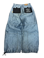 [V0986] Vintage y2k Fighter54 silberne shiny baggy jeans