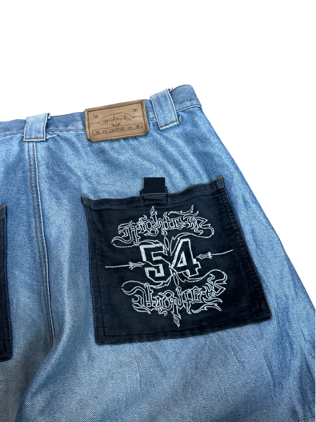 [V0986] Vintage y2k Fighter54 silberne shiny baggy jeans