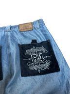 [V0986] Vintage y2k Fighter54 silberne shiny baggy jeans